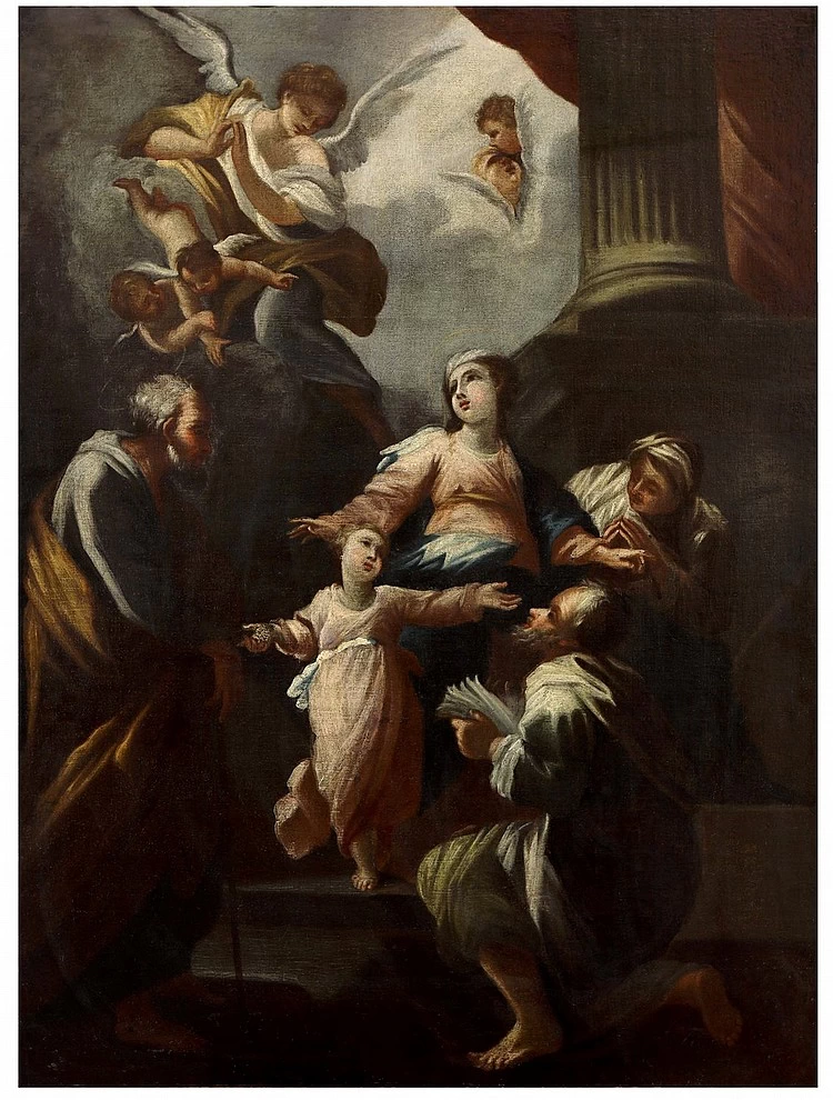 La Sacra Famiglia con angeli